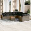 vidaXL 11 Piece Garden Sofa Set with Cushions Grey Poly Rattan