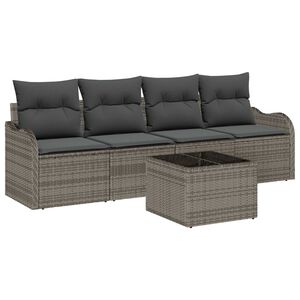 vidaXL Garden Sofa Set Grey Poly Rattan