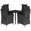 vidaXL 5 Piece Garden Dining Set with Cushions Black Poly Rattan