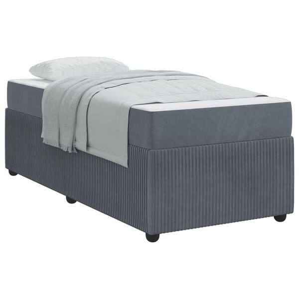 vidaXL Bed Frame with Mattress Dark Grey 90 x 190 cm Fabric