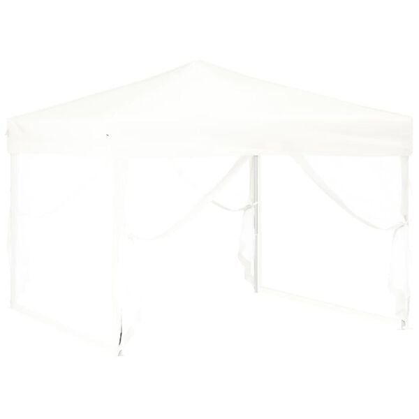 vidaXL Folding Party Tent with Sidewalls White 3x3 m