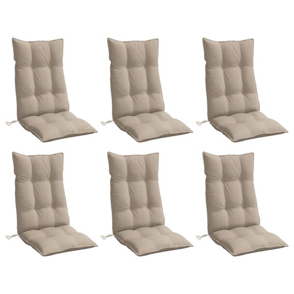 vidaXL Highback Chair Cushions 6 pcs Taupe Oxford Fabric