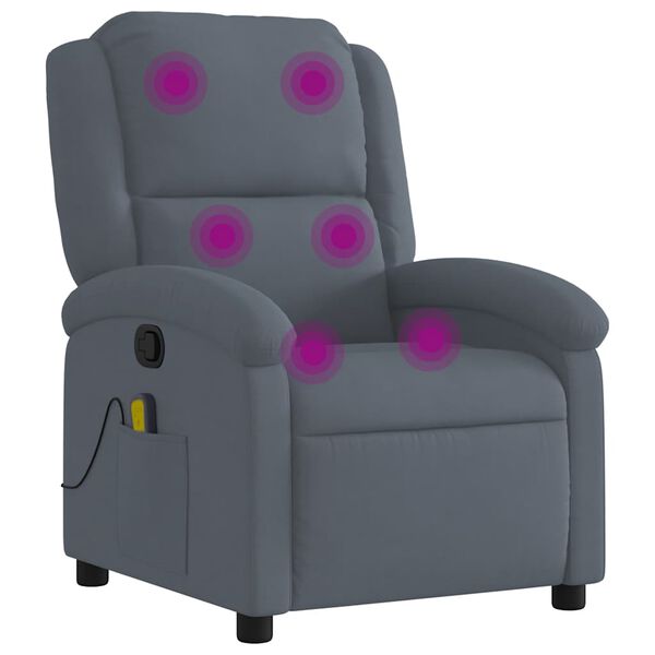 vidaXL Massage Recliner Chair Dark Grey Velvet