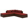 vidaXL 5 Piece Garden Lounge Set with Cushions Poly Rattan Brown