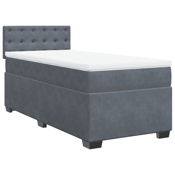 vidaXL Box Spring Bed with Mattress Dark Grey King Single Fabric