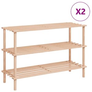 vidaXL 3-Tier Shoe Racks 2 pcs Solid Fir Wood