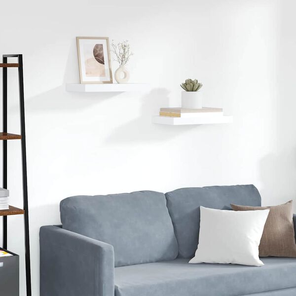 vidaXL Floating Wall Shelves 2 pcs White 40x23x3.8 cm MDF