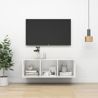 vidaXL Wall-mounted TV Cabinet White 37x37x107 cm Engineered Wood