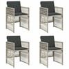 vidaXL Garden Chairs with Cushions 4 pcs Light Grey Poly Rattan