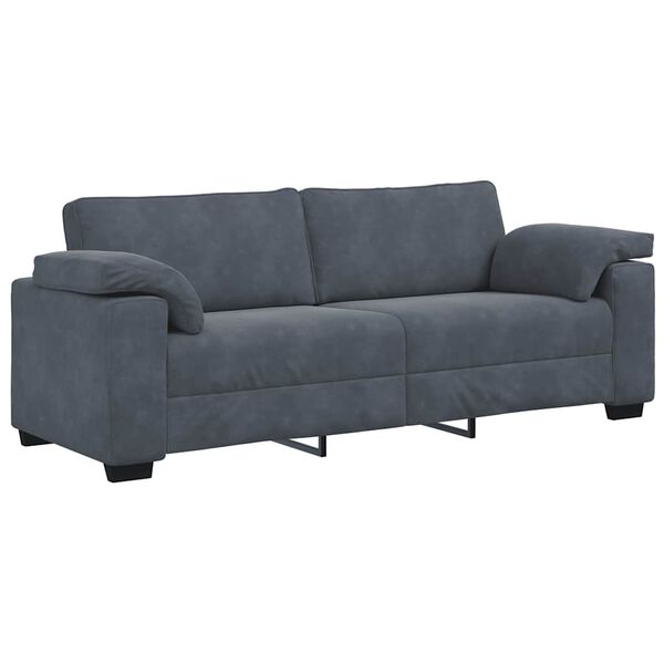 vidaXL 3-Seater Sofa Dark Grey 220x77x82 cm Velvet