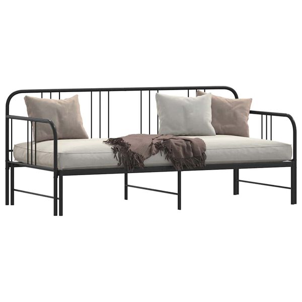 vidaXL Daybed with Trundle without Mattress Black 92x187 cm Single Metal