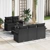 vidaXL Garden Sofa Set 6 pcs Black Poly Rattan and Steel and Glass