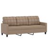 vidaXL 3-Seater Sofa with Throw Pillows Cappuccino 180 cm Faux Leather