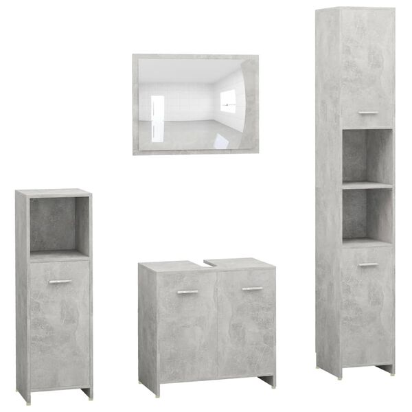 vidaXL 4 Piece Bathroom Furniture Set Concrete Grey Engineered Wood
