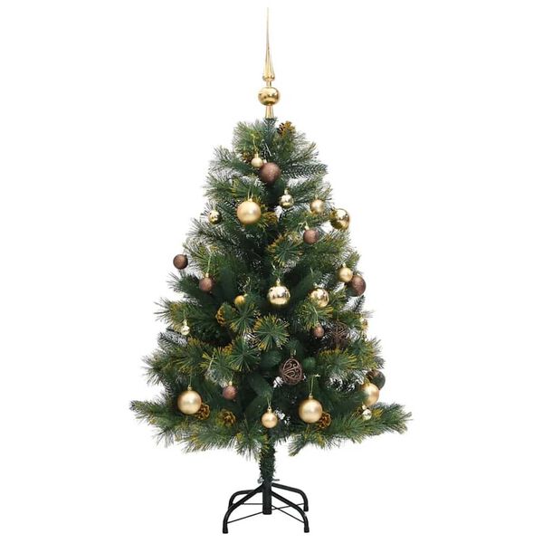 vidaXL Artificial Hinged Christmas Tree 150 LEDs & Ball Set 120 cm