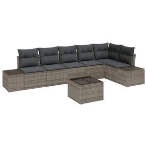 vidaXL Garden Sofa Set with Storage Light Grey Poly Rattan