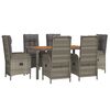 vidaXL 7 Piece Garden Dining Set with Cushions Grey Poly Rattan