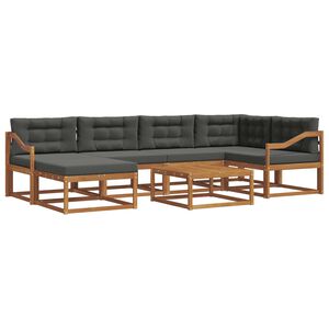 vidaXL Outdoor Sofa Set 7 pcs Natural and Anthracite