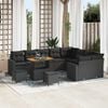 vidaXL Garden Sofa Set with Cushion with Storage 12 pcs Black