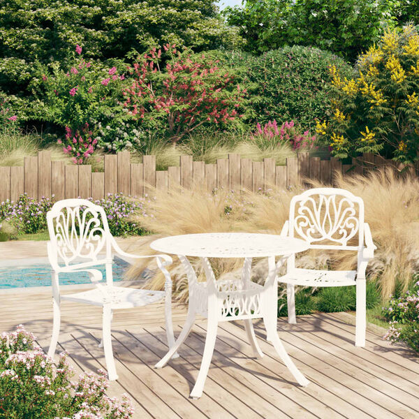 vidaXL 3 Piece Bistro Set Cast Aluminium White