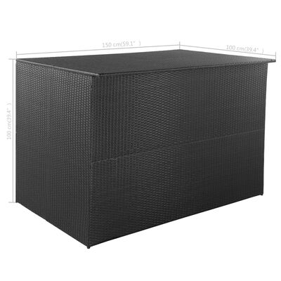 vidaXL Garden Storage Box Black 150x100x100 cm Poly Rattan