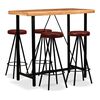 vidaXL Bar Set 5 Pieces Solid Acacia Wood and Genuine Leather