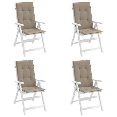 vidaXL Garden Highback Chair Cushions 4 pcs Taupe 120x50x3 cm Fabric