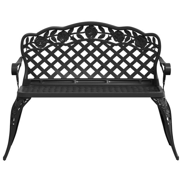 vidaXL Garden Bench 108 cm Cast Aluminium Black