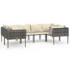 vidaXL 6 Piece Garden Lounge Set with Cushions Grey Poly Rattan