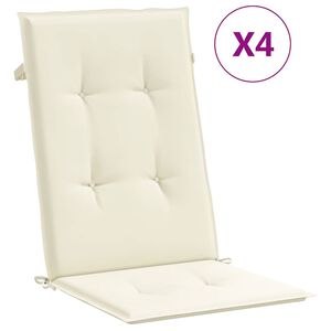 vidaXL Garden Highback Chair Cushions 4 pcs Cream 120x50x2 cm Fabric