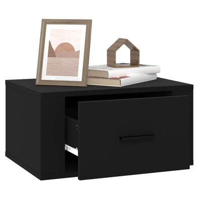 vidaXL Wall-mounted Bedside Cabinet Black 50x36x25 cm