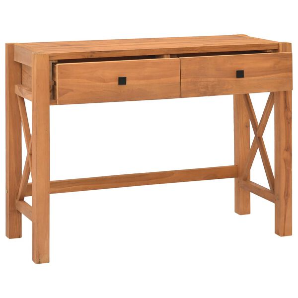 vidaXL Desk with 2 Drawers 100x40x75 cm Teak Wood