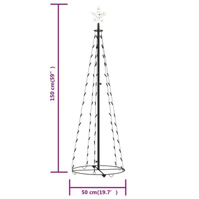 vidaXL Christmas Cone Tree Warm White 84 LEDs Decoration 50x150 cm