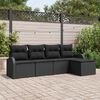 vidaXL Sofa Set with Cushion with Storage 5 pcs Black Poly Rattan