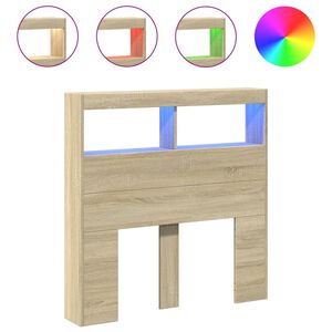 vidaXL Headboard Cabinet with LED Sonoma Oak 100x17x102 cm