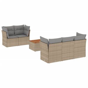 vidaXL 6 Piece Garden Sofa Set with Cushions Beige Poly Rattan