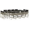 vidaXL 13 Piece Garden Dining Set with Cushions Light Grey Poly Rattan