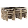 vidaXL 11 Piece Garden Dining Set with Cushions Beige Poly Rattan