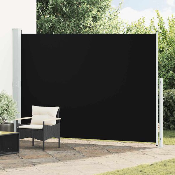 vidaXL Patio Retractable Side Awning 200x300 cm Black