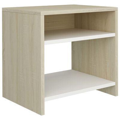 vidaXL Bedside Cabinet White and Sonoma Oak 40x30x40 cm Engineered Wood