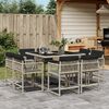 vidaXL 9 Piece Garden Dining Set with Cushions Light Grey Poly Rattan