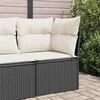 vidaXL Garden Sofa Corner with Cushions Black Poly Rattan