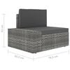 vidaXL Sectional Sofa 3-Seater Poly Rattan Grey