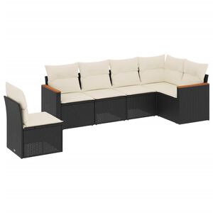 vidaXL 6 Piece Garden Sofa Set with Cushions Black Poly Rattan