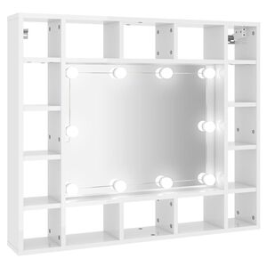 vidaXL Mirror Cabinet with LED High Gloss White 91x15x76,5 cm