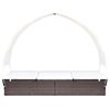 vidaXL Double Sun Lounger with Canopy Poly Rattan Brown