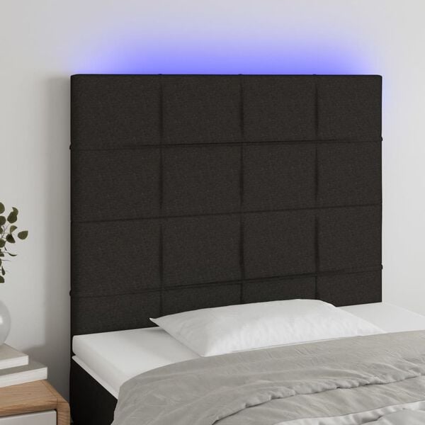 vidaXL LED Headboard Black 80 cm Fabric