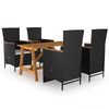 vidaXL 5 Piece Garden Dining Set Black