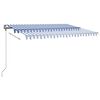 vidaXL Manual Retractable Awning with LED 400x300 cm Blue and White