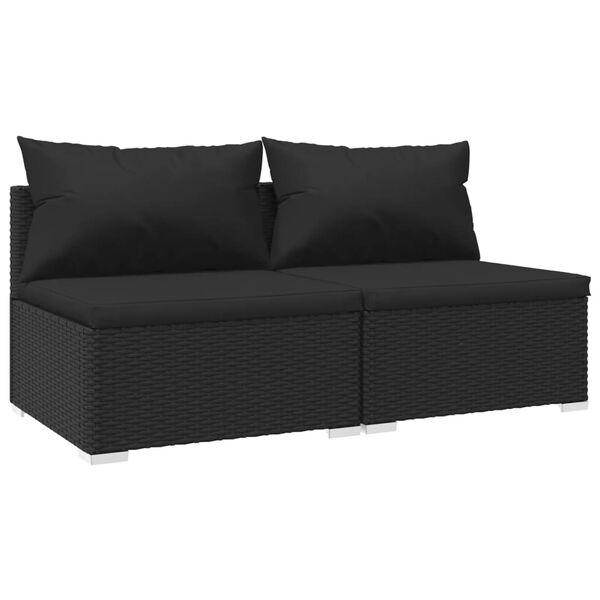 vidaXL 2 Piece Garden Lounge Set with Cushions Poly Rattan Black